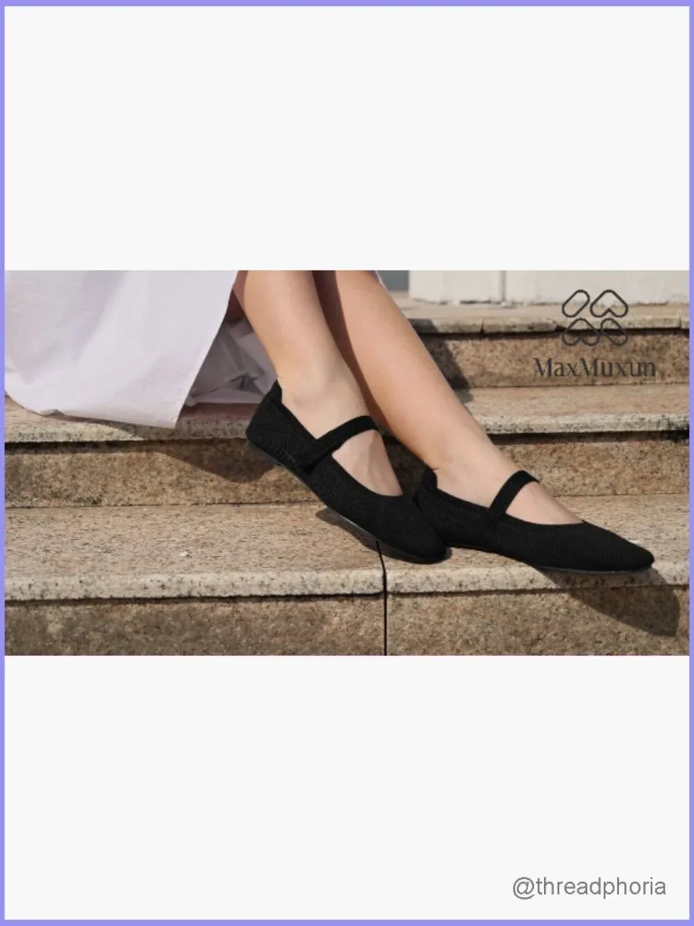 Women's Square Toe Mary Jane Flats with Arch Support Knit Walking Shoes